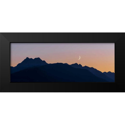 WA, Seabeck Moon and Venus over the Olympics Black Modern Wood Framed Art Print by Paulson, Don