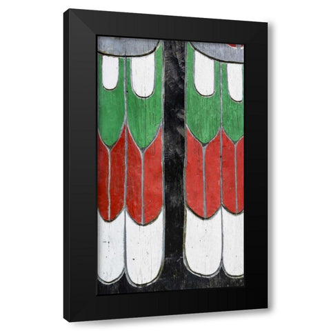 Washington State, Neah Bay Detail of a totem Black Modern Wood Framed Art Print by Paulson, Don