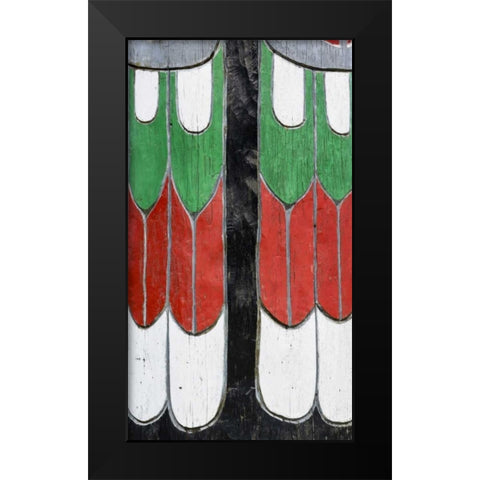 Washington State, Neah Bay Detail of a totem Black Modern Wood Framed Art Print by Paulson, Don