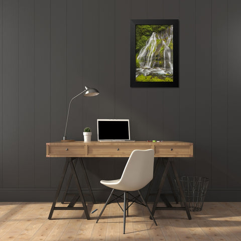 Washington Spring Panther Creek Waterfall Black Modern Wood Framed Art Print by Paulson, Don