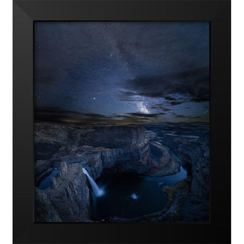 Washington State Palouse Falls and the Milky Way Palouse Falls State Park Digital Composite Black Modern Wood Framed Art Print by Luhm, Gary