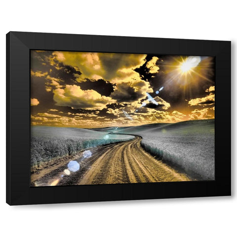 USA-Washington State-Palouse-Country backroad through spring crops Black Modern Wood Framed Art Print by Eggers, Terry