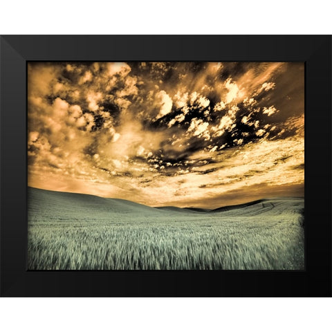 USA-Washington State-Palouse-wheat field and clouds Black Modern Wood Framed Art Print by Eggers, Terry