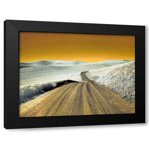 USA-Washington State-Palouse region-Country backroad through wheat fields Black Modern Wood Framed Art Print by Eggers, Terry