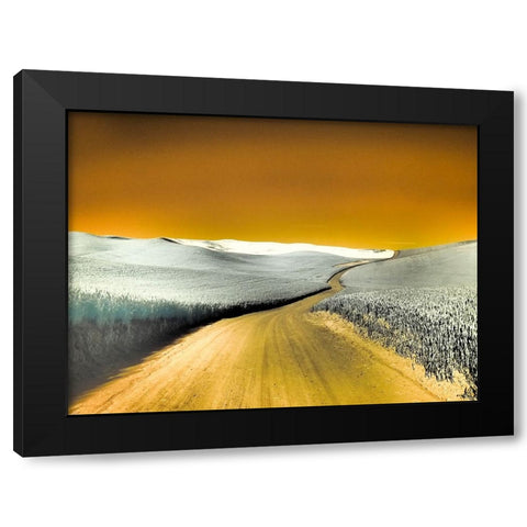 USA-Washington State-Palouse region-Country backroad through wheat fields Black Modern Wood Framed Art Print by Eggers, Terry