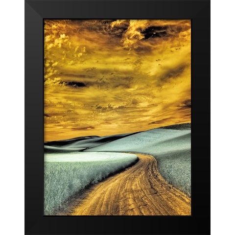 USA-Washington State-Palouse region-winding backcountry road through wheat fields Black Modern Wood Framed Art Print by Eggers, Terry