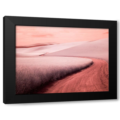 USA-Washington State-Palouse region-winding backcountry road through wheat fields Black Modern Wood Framed Art Print by Eggers, Terry