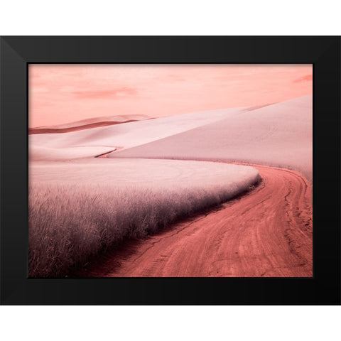 USA-Washington State-Palouse region-winding backcountry road through wheat fields Black Modern Wood Framed Art Print by Eggers, Terry