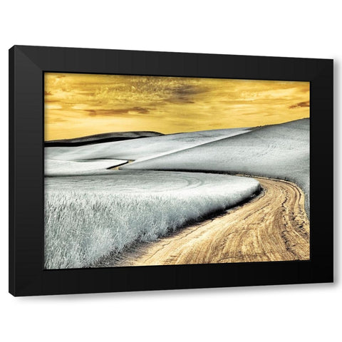 USA-Washington State-Palouse region-winding backcountry road through wheat fields Black Modern Wood Framed Art Print by Eggers, Terry
