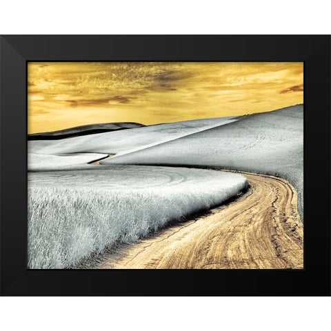 USA-Washington State-Palouse region-winding backcountry road through wheat fields Black Modern Wood Framed Art Print by Eggers, Terry