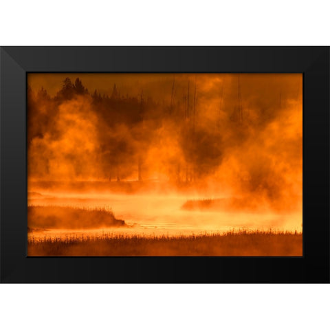 Madison River at sunrise-Yellowstone National Park-Wyoming Black Modern Wood Framed Art Print by Jones, Adam