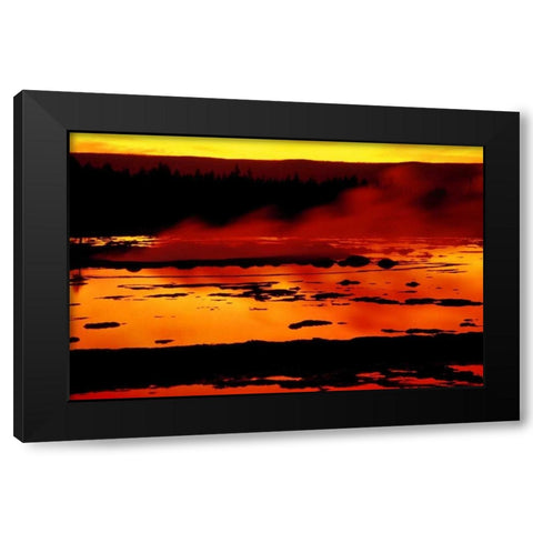 WY, Yellowstone Vapor flows from Grand Geyser Black Modern Wood Framed Art Print with Double Matting by Ross, Nancy , Steve
