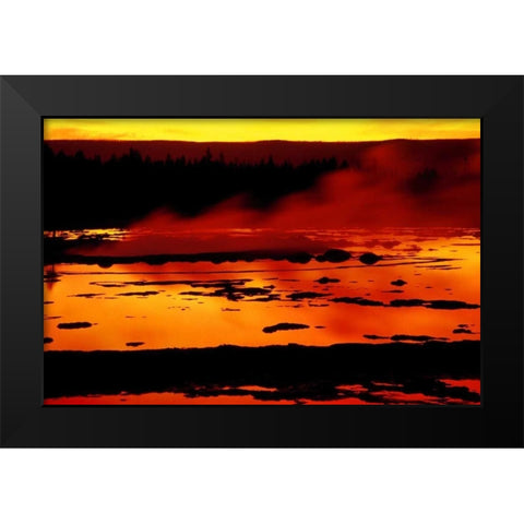 WY, Yellowstone Vapor flows from Grand Geyser Black Modern Wood Framed Art Print by Ross, Nancy , Steve