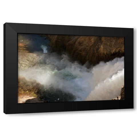 Wyoming, Yellowstone Yellowstone River waterfall Black Modern Wood Framed Art Print with Double Matting by Grall, Don