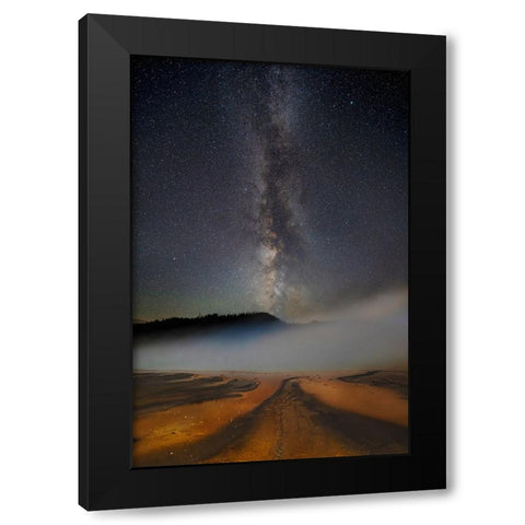 USA-Wyoming-Yellowstone National Park Milky Way above Grand Prismatic Spring Black Modern Wood Framed Art Print with Double Matting by Jaynes Gallery