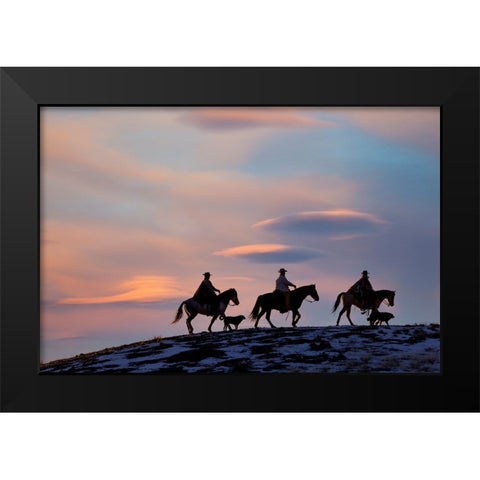 USA- Shell- Wyoming. Hideout Ranch cowboys and cowgirls Black Modern Wood Framed Art Print by Gulin, Darrell