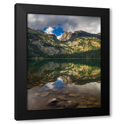 Landscape with reflection of Teton Mountains in Bradley Lake-Grand Teton National Park-Wyoming Black Modern Wood Framed Art Print with Double Matting by Garber, Howie