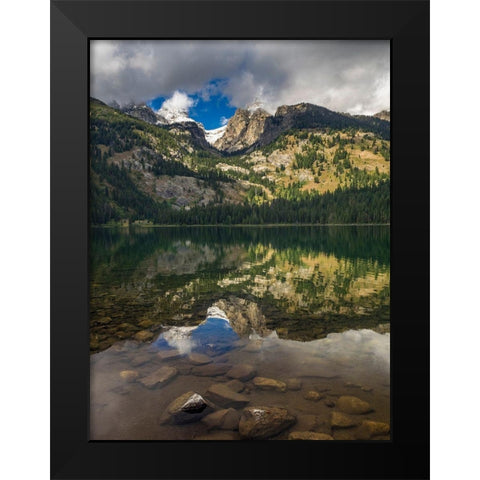 Landscape with reflection of Teton Mountains in Bradley Lake-Grand Teton National Park-Wyoming Black Modern Wood Framed Art Print by Garber, Howie