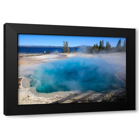 Yellowstone National Park-West Thumb Geysers-Lake Yellowstone Black Modern Wood Framed Art Print with Double Matting by Sienda, Jolly