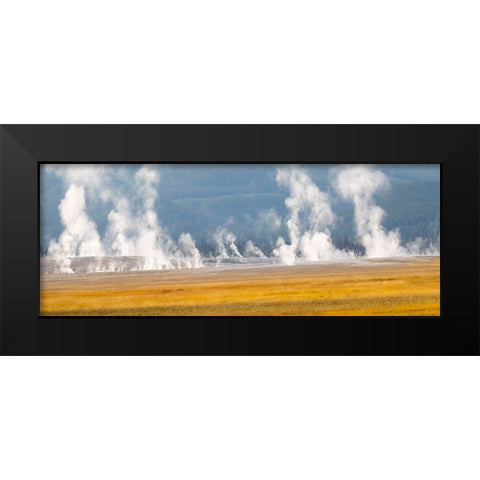Wyoming- Yellowstone National Park. Thermal activity at Lower Geyser Basin Black Modern Wood Framed Art Print by Wild, Jamie and Judy