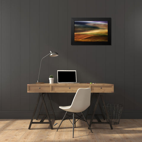 Autumn Fields Black Modern Wood Framed Art Print by Krol, Piotr