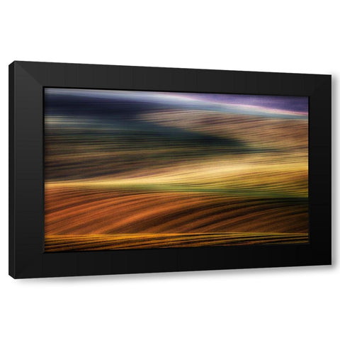 Autumn Fields Black Modern Wood Framed Art Print by Krol, Piotr