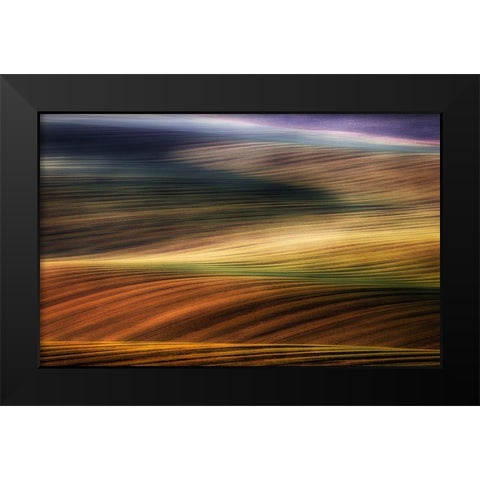 Autumn Fields Black Modern Wood Framed Art Print by Krol, Piotr