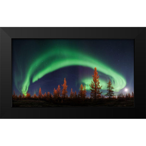 Northern Lights Black Modern Wood Framed Art Print by Snegirev, Andrey