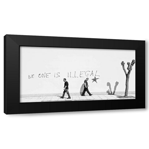No One Is Illegal Black Modern Wood Framed Art Print by Sander, Martin