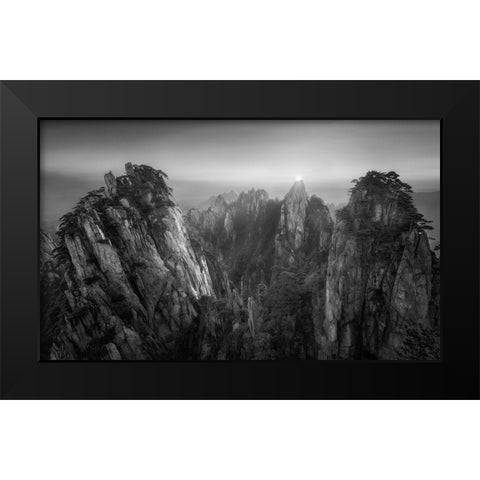 On The Top Black Modern Wood Framed Art Print by Zhang, Joshua