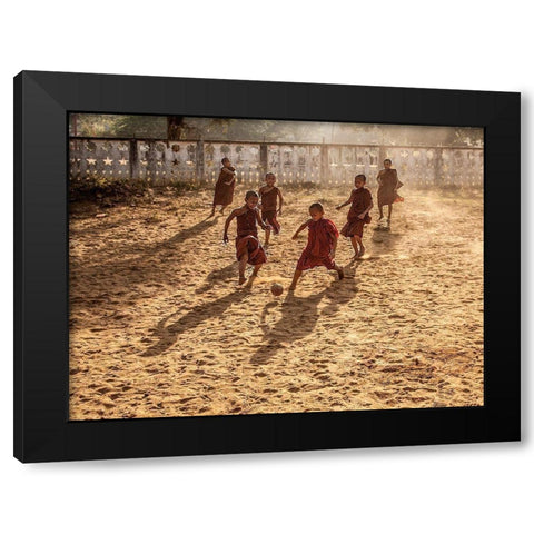 Play Is Equally Important As Pray Black Modern Wood Framed Art Print with Double Matting by B N, Joe