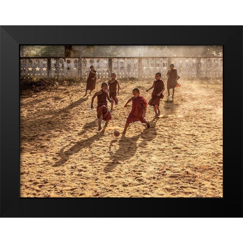 Play Is Equally Important As Pray Black Modern Wood Framed Art Print by B N, Joe