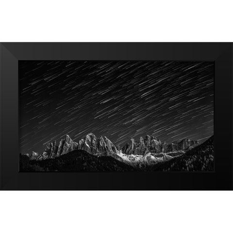 Starfall In The Dolomites Black Modern Wood Framed Art Print by Shcherbina, Valeriy