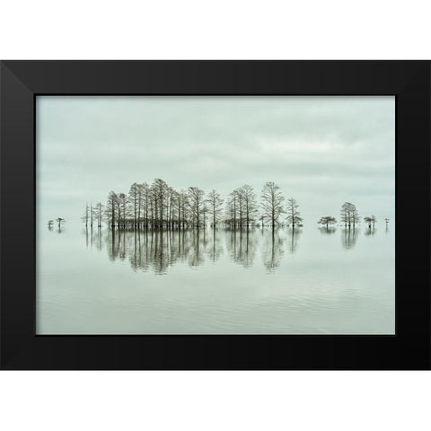 Lake-Shore Lineup Beauty Black Modern Wood Framed Art Print by Yu, Liyun