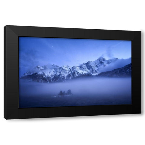 Misty Winter Evening Black Modern Wood Framed Art Print by Gastager, Daniel
