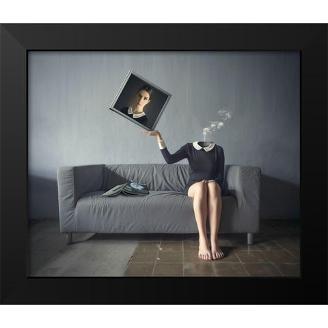 A Picture Of Me Black Modern Wood Framed Art Print by Hardibudi
