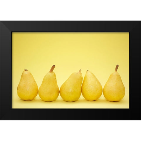 Five Pears Black Modern Wood Framed Art Print by Saratonina, Sarah