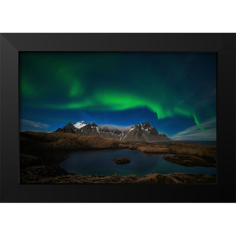 Dancing To The Mountain Black Modern Wood Framed Art Print by Moreno, Miguel