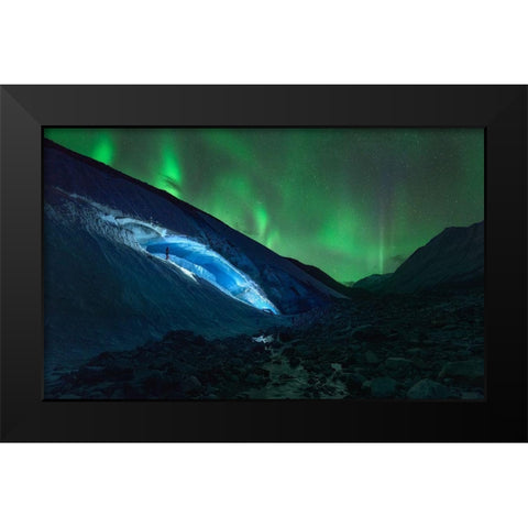 Athabasca Ice Burning Black Modern Wood Framed Art Print by De La, Javier