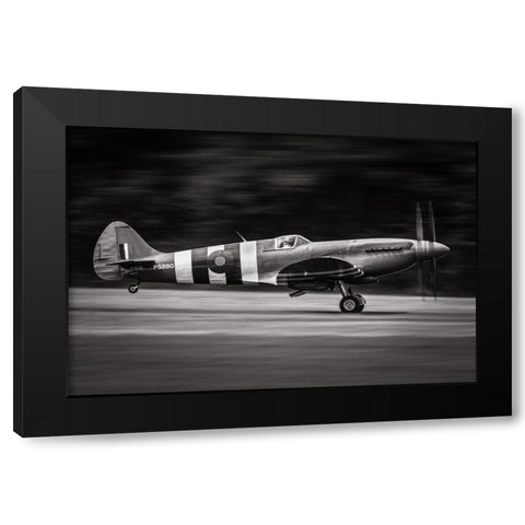 Spitfire Mk Xix Black Modern Wood Framed Art Print by JLP