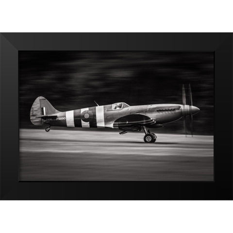 Spitfire Mk Xix Black Modern Wood Framed Art Print by JLP