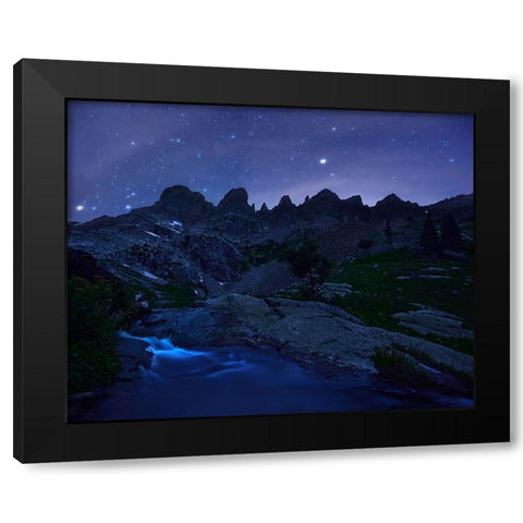 Sleepless Under Zodiac Ridge Black Modern Wood Framed Art Print by Xu, Mei
