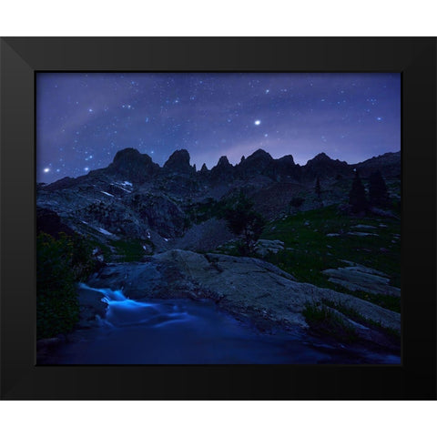 Sleepless Under Zodiac Ridge Black Modern Wood Framed Art Print by Xu, Mei