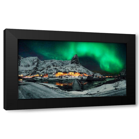 Over The Mountain Black Modern Wood Framed Art Print by Zhu, Jingshu