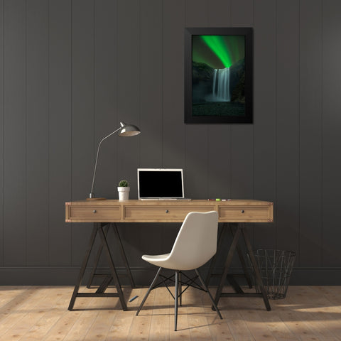 Skogafoss Black Modern Wood Framed Art Print by Zhu, Jingshu