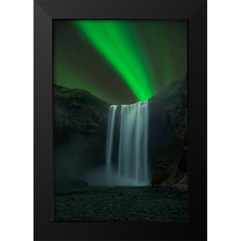 Skogafoss Black Modern Wood Framed Art Print by Zhu, Jingshu
