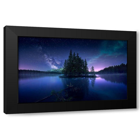 Dreamy Night Black Modern Wood Framed Art Print by M. Garcia, Jesus