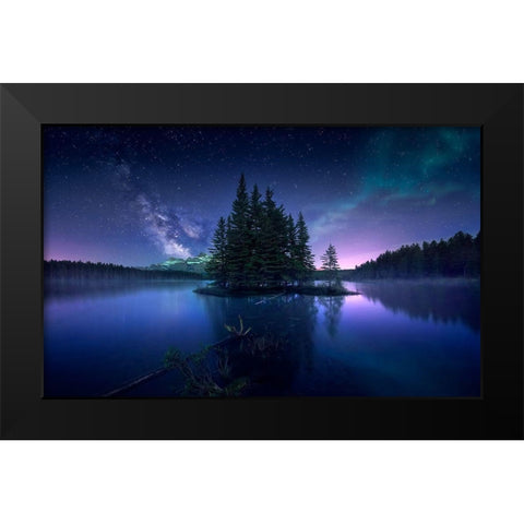 Dreamy Night Black Modern Wood Framed Art Print by M. Garcia, Jesus