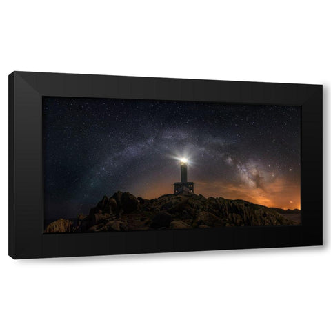 Nariga Lighthouse Black Modern Wood Framed Art Print by Mendoza, Chencho