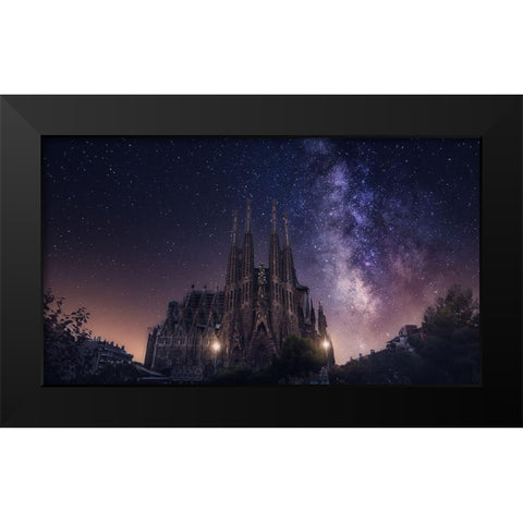 Sagrada Familia Black Modern Wood Framed Art Print by F. Turienzo, Carlos